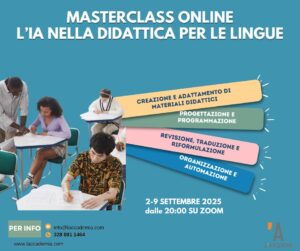 Masterclass Online: “L’IA nella didattica delle lingue”