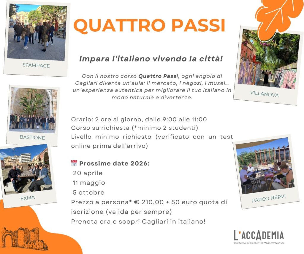 corso di italiano itinerante Quattro Passi a Cagliari