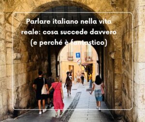 Studenti di un corso di italiano per stranieri a Cagliari che passeggiano per la città