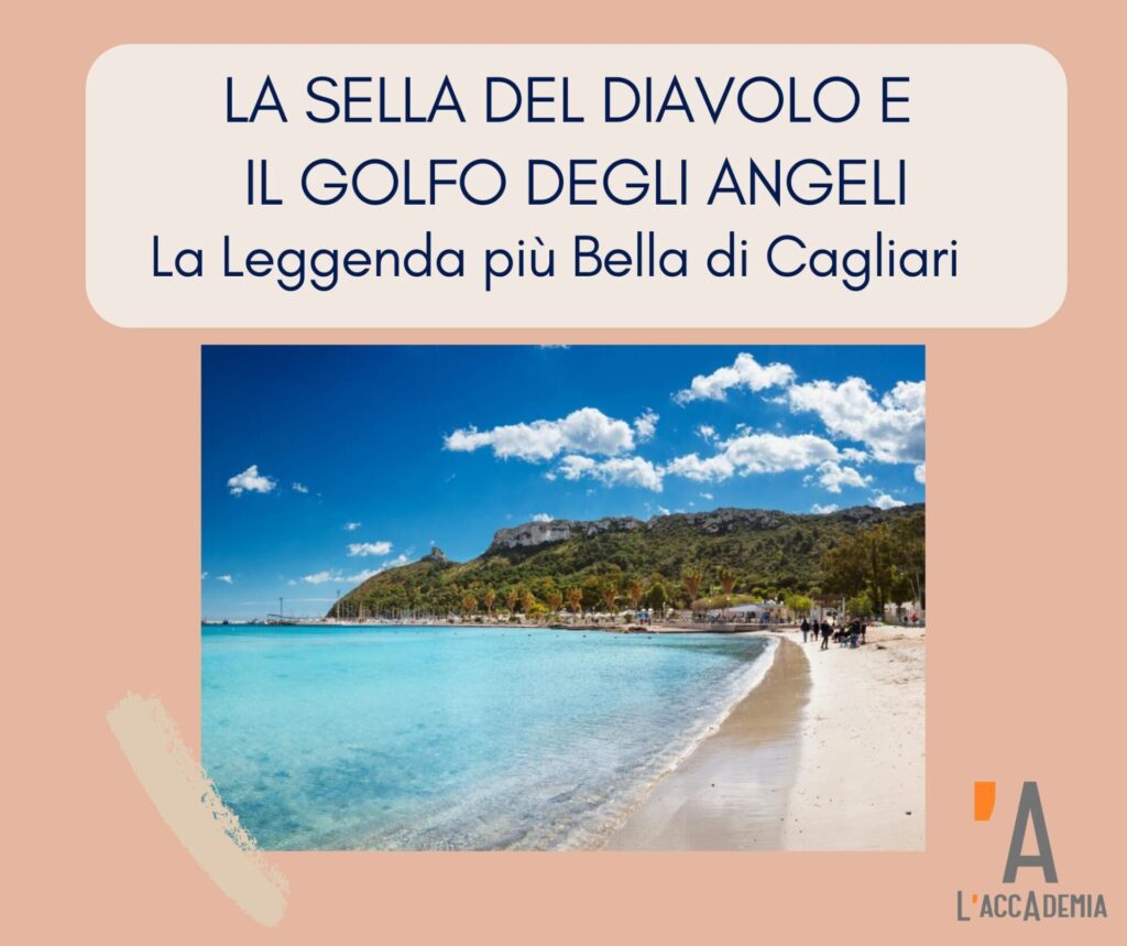 Vista del promontorio della Sella del Diavolo e del Golfo degli Angeli al tramonto, Cagliari, Sardegna