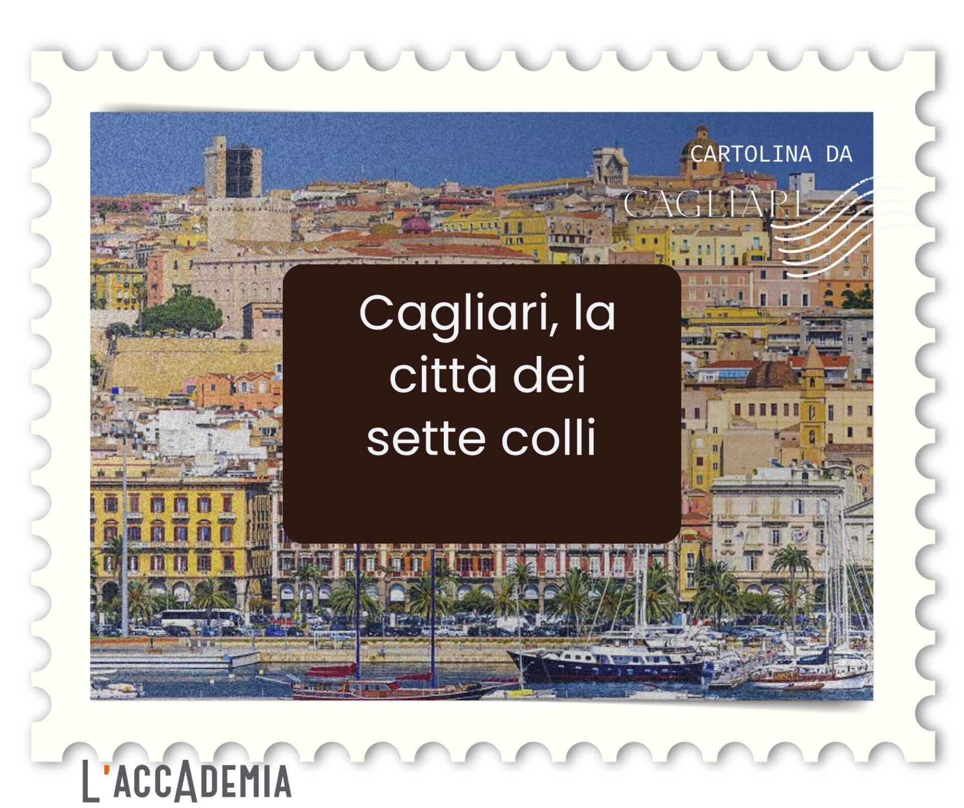 Panorama di Cagliari dai sette colli affacciati sul golfo